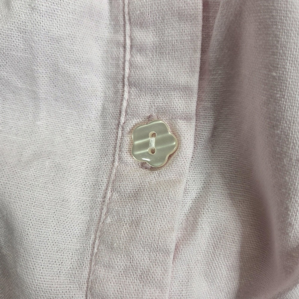 Stoney Clover Lane Dress Womens Small Pink Linen Puff Sleeve Button Front Swing - Picture 5 of 10